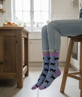 Women's Black Cat Socks - Purple