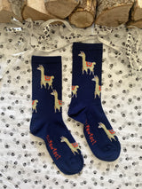 Women's Llama Socks - Navy