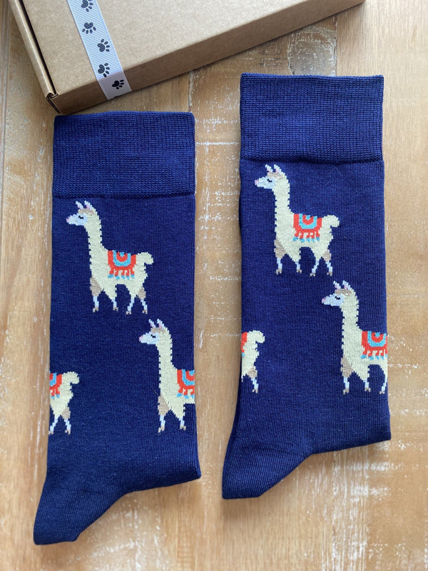 Men's Llama Socks - Navy