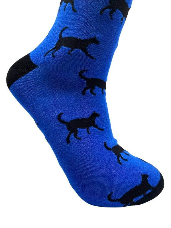 Men's Black Cat Socks - Blue - It's Pawfect
