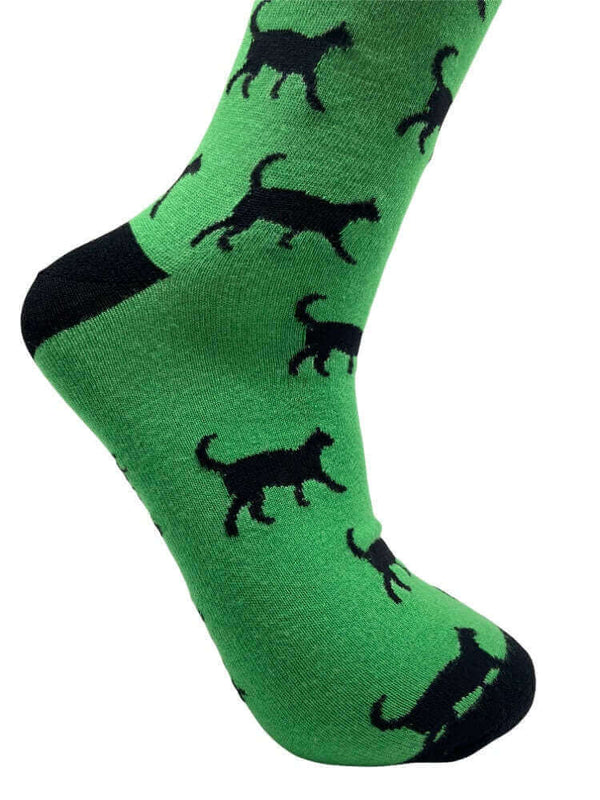 Men's Black Cat Socks - Green - It's Pawfect