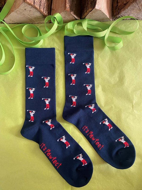 Men's Golfer Socks - Blue - It's Pawfect