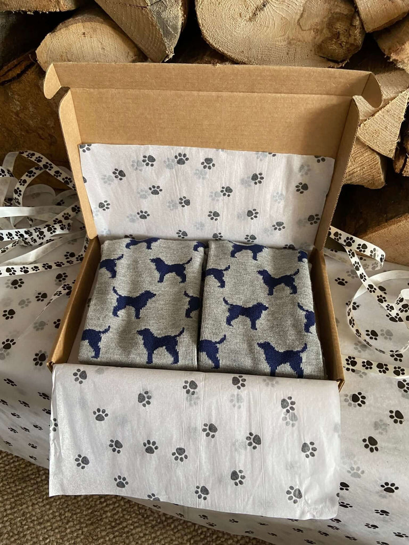 Men's Labrador Socks - Grey & Navy - It's Pawfect