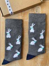 Men's Rabbit Socks - Grey - It's Pawfect