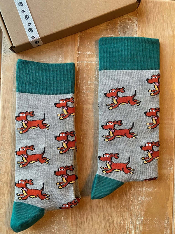 Men's Sausage Dog Socks - Grey - It's Pawfect