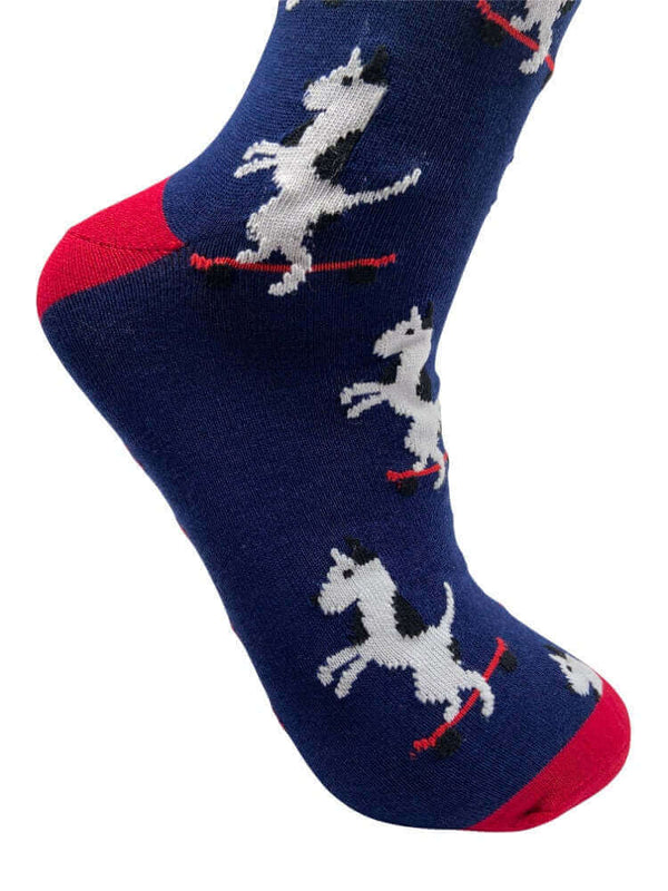 Men's Skateboarding Dog Socks - Navy - It's Pawfect
