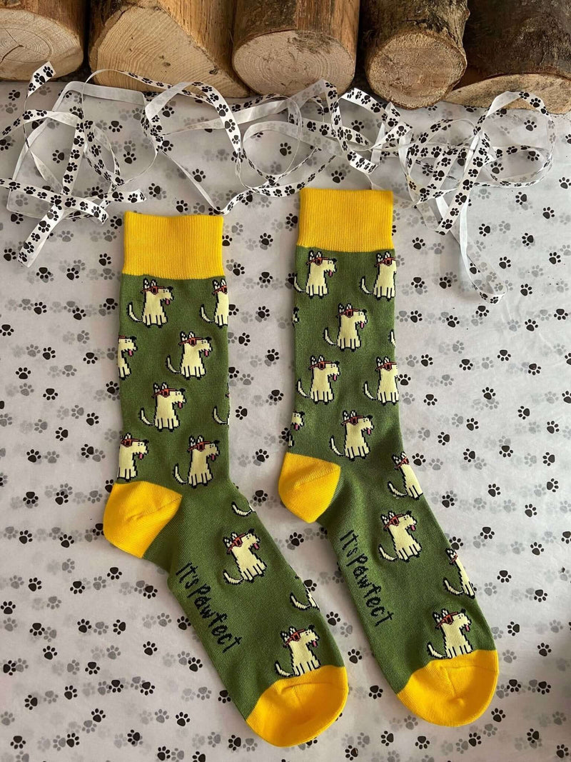 Men's Terrier Socks - Green - It's Pawfect