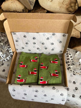 Women's Christmas Sausage Dog Socks - Green - It's Pawfect