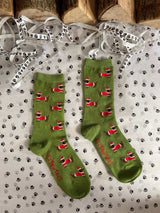 Women's Christmas Sausage Dog Socks - Green - It's Pawfect