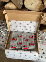 Women's Christmas Sausage Dog Socks - Grey - It's Pawfect