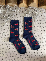 Women's Christmas Sausage Dog Socks - Navy - It's Pawfect