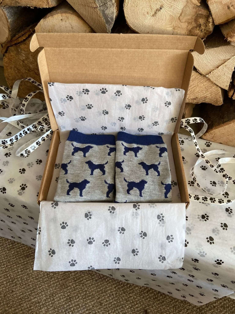 Women's Labrador Socks - Grey & Navy - It's Pawfect