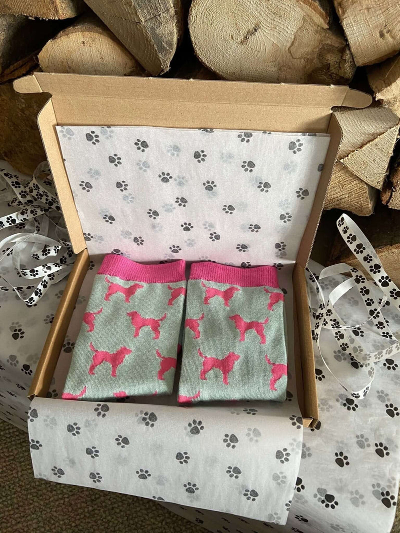 Women's Labrador Socks - Grey & Pink - It's Pawfect
