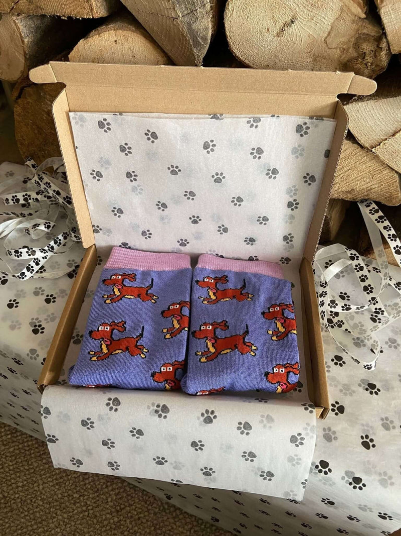 Women's Sausage Dog Socks - Purple - It's Pawfect