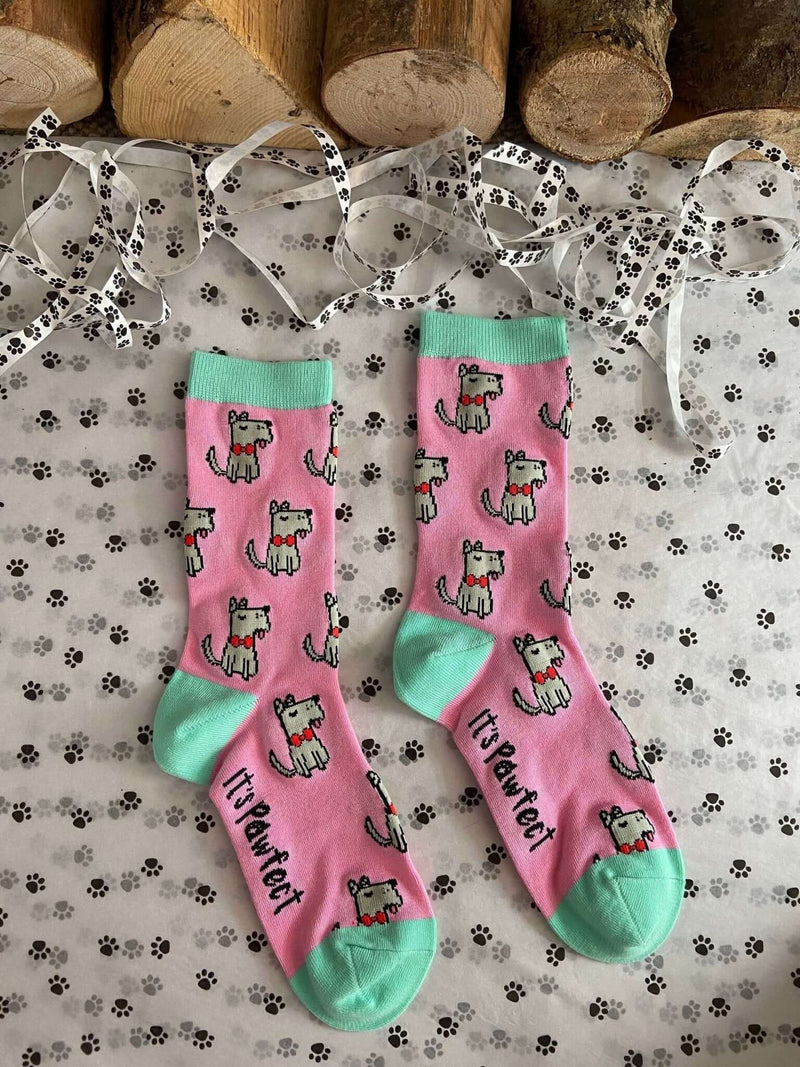 Women's Terrier Socks - Pink - It's Pawfect